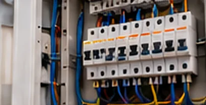 Interior de un cuadro eléctrico con automáticos y cableado